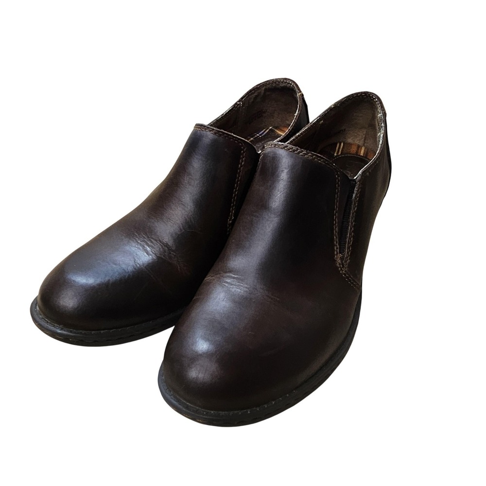 b.o.c Shoes Womens Size 10 Brown Leather Slip On Clog‎ Loafers Heeled Comfort